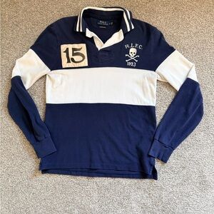 Polo by Ralph Lauren Blue and White Striped Rugby Shirt